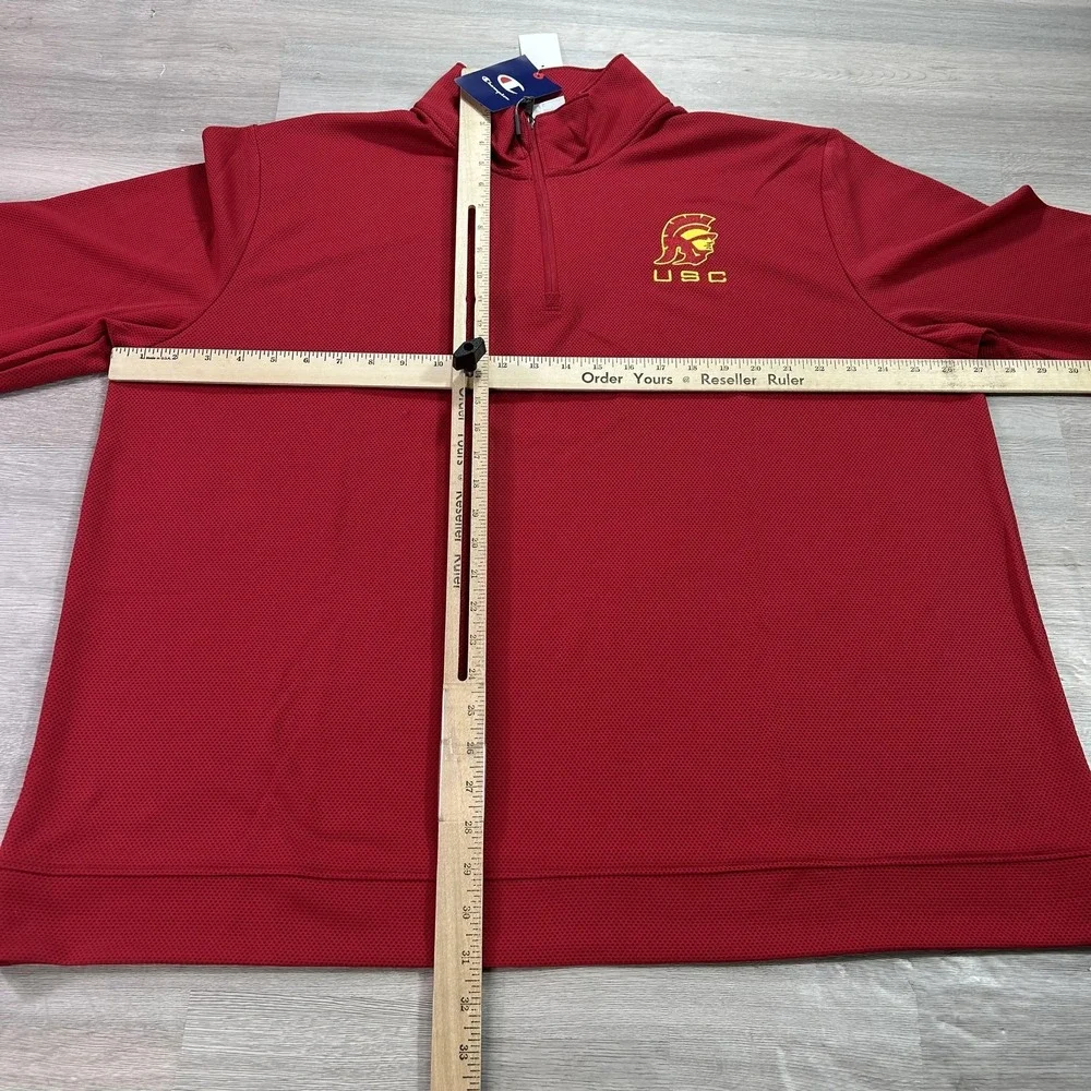 NEW USC Trojans Shirt Mens 2XL Red NCAA Football Champion Quarter‎ Zip Pullover